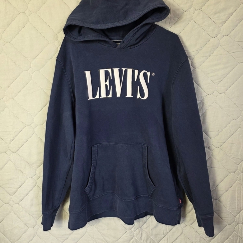 Levi's Authentic Graphic Hooded Sweatshirt Navy Men's Size L